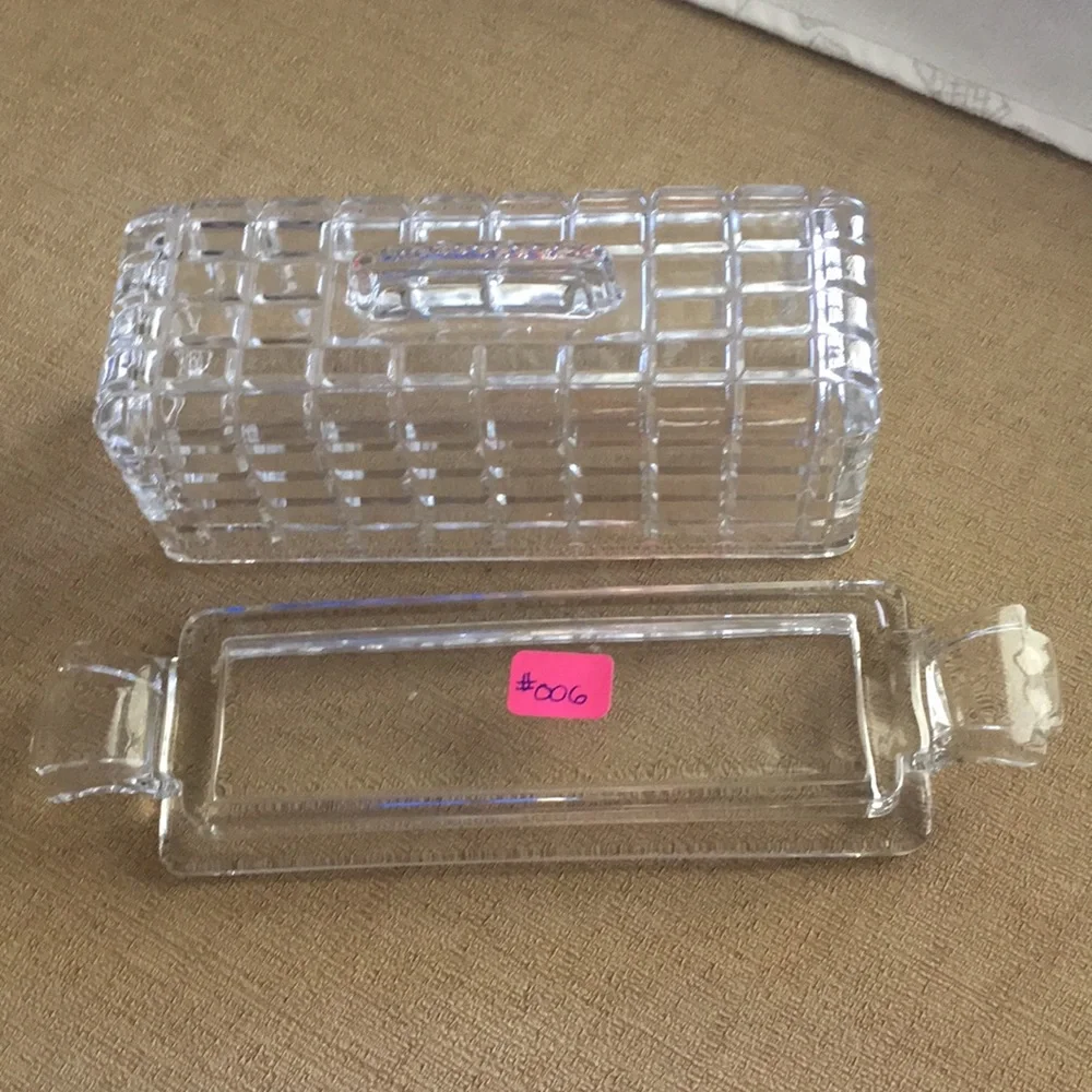 RARE Vintage Heisey Victorian Clear 1/4 Pound Covered Butter Dish with Handles